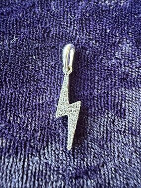 925 sterling silver Pave Lightning Bolt Pendant